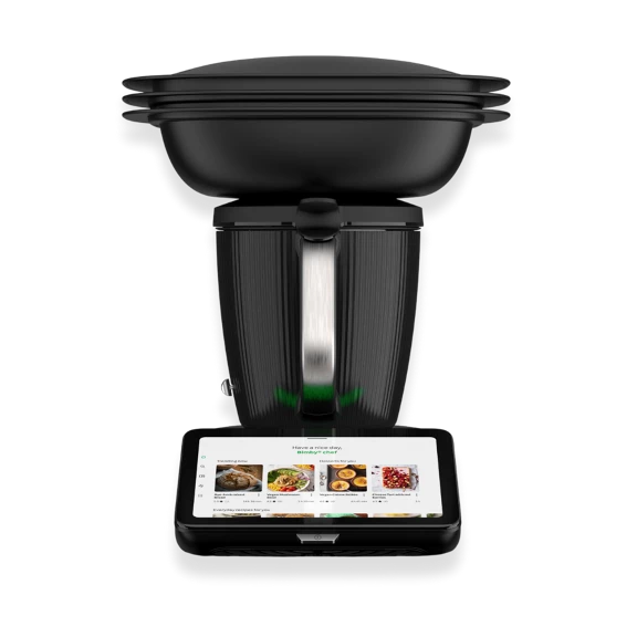 Nuovo robot da cucina Vorwerk Bimby TM7 con ampio display touch integrato.