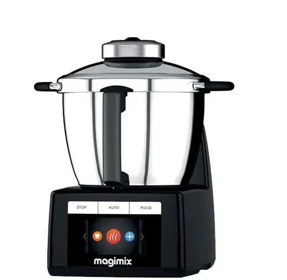 Robot multifunzione Magimix Cook Expert con boccale in acciaio inox e contenitori trasparenti.
